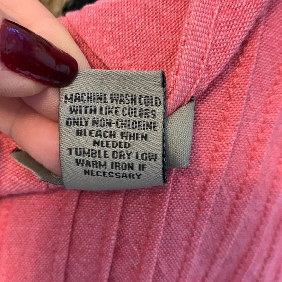 Linen blend pin tuck button down tunic short sleeve baby doll boho top EUC - Picture 7 of 7